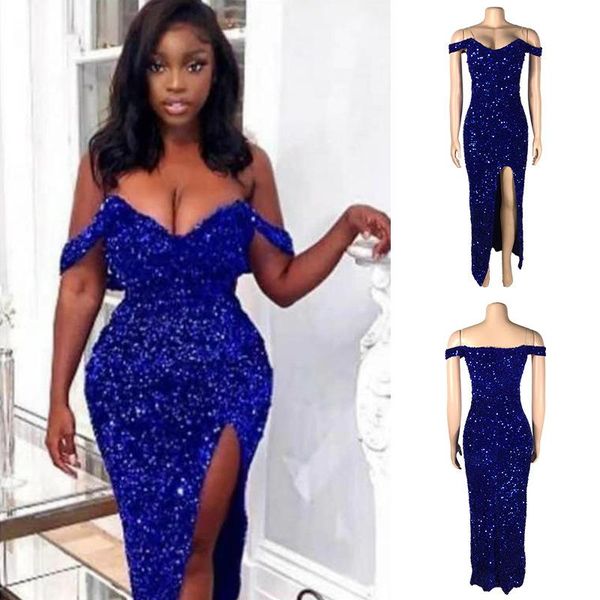 party dresses ladies fashion v neck off the shoulder bling sequins blue homecoming long slit evening gowns prom vestidos, White;black
party dresses ladies fashion v neck off the shoulder bling sequins blue homecoming long slit evening gowns prom vestidos, White;black