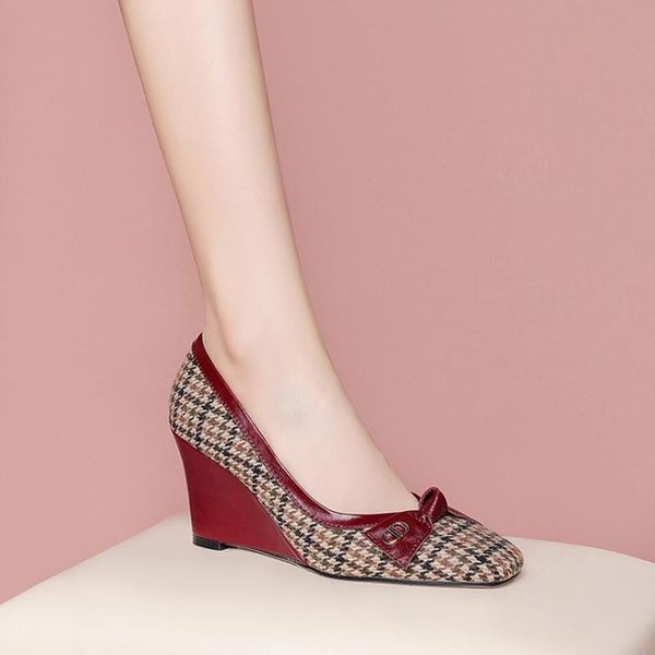 stylish houndstooth plaid wedges heels pumps shoes for women 2021 chic square toe butterfly-knot bow-tie high office dress, Black
stylish houndstooth plaid wedges heels pumps shoes for women 2021 chic square toe butterfly-knot bow-tie high office dress, Black