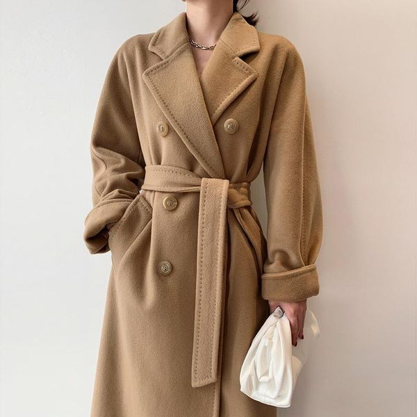 women's wool & blends m home 101801 italian double-sided cashmere dress 2021 high-end woolen coat long section, Black
women's wool & blends m home 101801 italian double-sided cashmere dress 2021 high-end woolen coat long section, Black