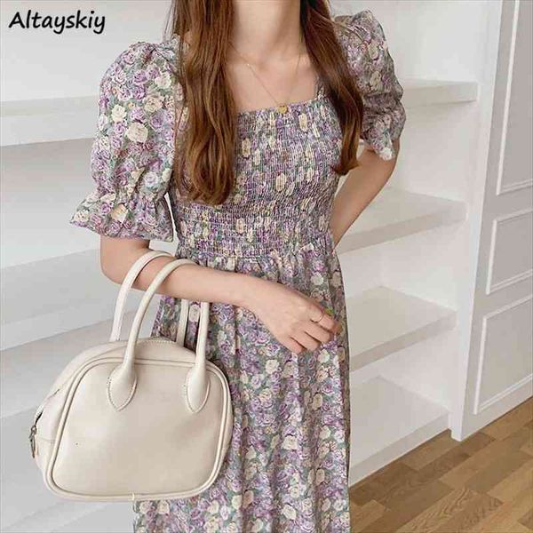 puff sleeve elasticity floral women dress korean stylish sweet girlish fashion leisure all match holiday midi vestidos mujer, Black;gray
puff sleeve elasticity floral women dress korean stylish sweet girlish fashion leisure all match holiday midi vestidos mujer, Black;gray