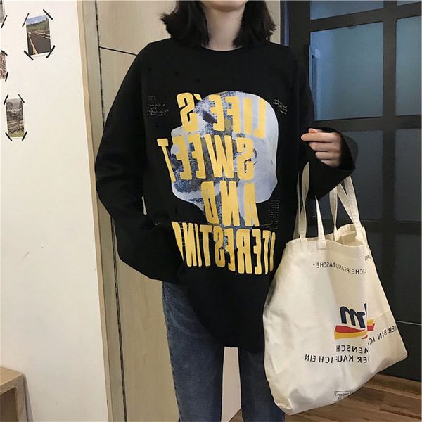 2021 new high collar t-shirt womens loose bottomed shirt autumn winter medium length fashion printing long sleeve with clothes, Black
2021 new high collar t-shirt womens loose bottomed shirt autumn winter medium length fashion printing long sleeve with clothes, Black