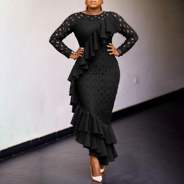 casual dresses black elegant party dinner dress shollow out bodycon tight ruffle long maxi plus african mermaid vestiods, Black;gray
casual dresses black elegant party dinner dress shollow out bodycon tight ruffle long maxi plus african mermaid vestiods, Black;gray