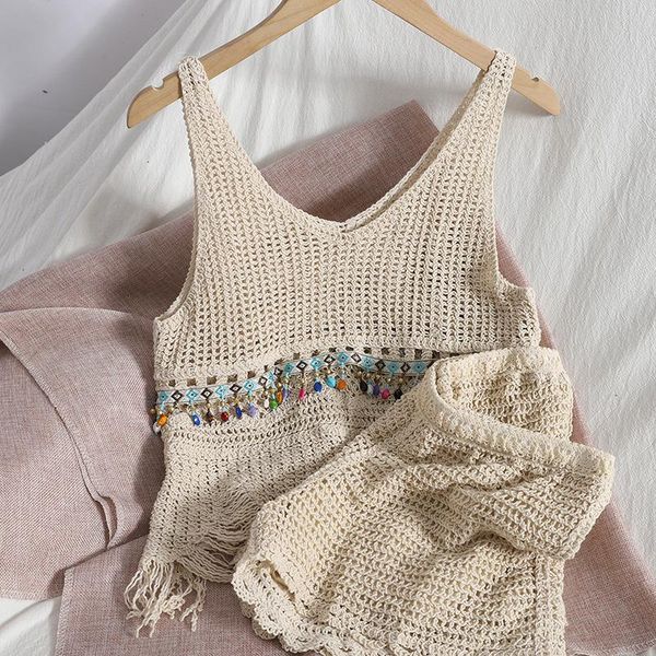 women's tracksuits fabpop 2021 summer fashion tassel edge sleeveless tank wide leg shorts knitted hollow two piece set women outfits gb, Gray
women's tracksuits fabpop 2021 summer fashion tassel edge sleeveless tank wide leg shorts knitted hollow two piece set women outfits gb, Gray