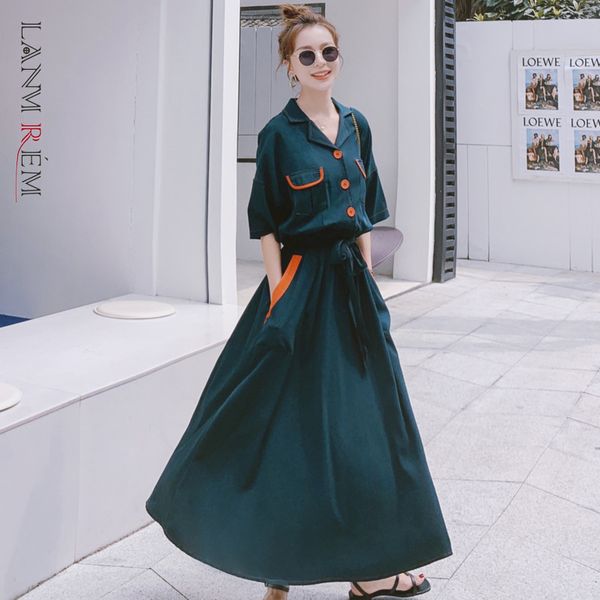 women long dress short sleeve lapel drawstring large size dresses female summer fashion tide clothing 2d1701 210507, Black;gray
women long dress short sleeve lapel drawstring large size dresses female summer fashion tide clothing 2d1701 210507, Black;gray