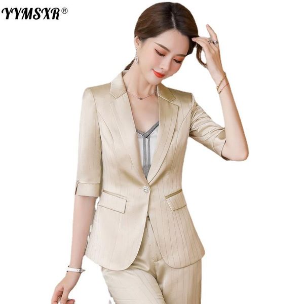 women's two piece pants s-4xl fashion suit set 2021 summer style professional fitted half sleeve jacket + high waist 2-piece, White 
women's two piece pants s-4xl fashion suit set 2021 summer style professional fitted half sleeve jacket + high waist 2-piece, White