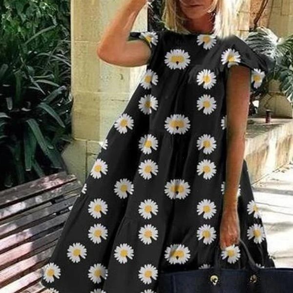 vintage floral print loose women dresses a line summer o neck short sleeve elegant casual party 3xl vestido, Black;gray
vintage floral print loose women dresses a line summer o neck short sleeve elegant casual party 3xl vestido, Black;gray