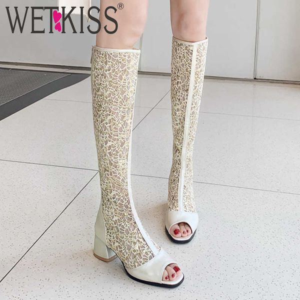wetkiss summer boots mesh women high heels boots shoes female peep toe knee high zip shoes ladies white plus size 210630, Black
wetkiss summer boots mesh women high heels boots shoes female peep toe knee high zip shoes ladies white plus size 210630, Black