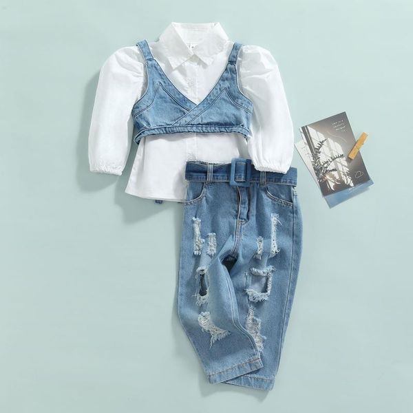 clothing sets 2021 1-6y fashion kids baby girl clothes set white solid color long sleeve shirt+bandage vest coats+holes denim pants fall 3pc
clothing sets 2021 1-6y fashion kids baby girl clothes set white solid color long sleeve shirt+bandage vest coats+holes denim pants fall 3pc