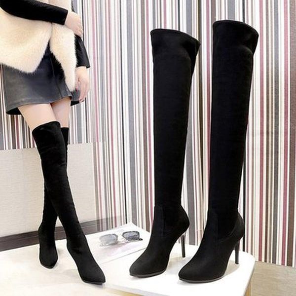 boots qutaa 2021 winter over the knee women stretch fabrics high heel slip on shoes pointed toe woman long size 34-43, Black
boots qutaa 2021 winter over the knee women stretch fabrics high heel slip on shoes pointed toe woman long size 34-43, Black