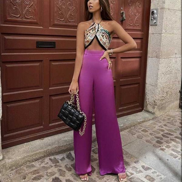 women's pants & capris woman elegant purple satin wide leg 2021 spring casual loose high waisted pant ladies soft solid beach, Black;white
women's pants & capris woman elegant purple satin wide leg 2021 spring casual loose high waisted pant ladies soft solid beach, Black;white