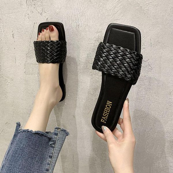 slippers summer woven women square toe flat casual shoes flip flops beach sandal slipper slip on slides brand, Black
slippers summer woven women square toe flat casual shoes flip flops beach sandal slipper slip on slides brand, Black