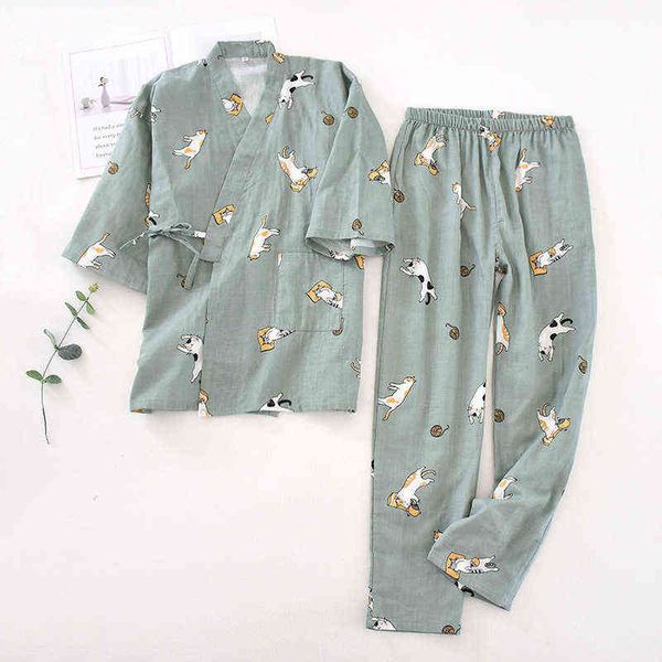 seven-sleeve japanese-style kimono pajamas set female spring and autumn 100% cotton gauze home clothes cute sweet two-p 211109, Black;red
seven-sleeve japanese-style kimono pajamas set female spring and autumn 100% cotton gauze home clothes cute sweet two-p 211109, Black;red