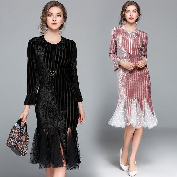 casual dresses women's dress 2021 autumn and winter slim stitching fishtail velvet lotus leaf sleeve women, Black;gray
casual dresses women's dress 2021 autumn and winter slim stitching fishtail velvet lotus leaf sleeve women, Black;gray