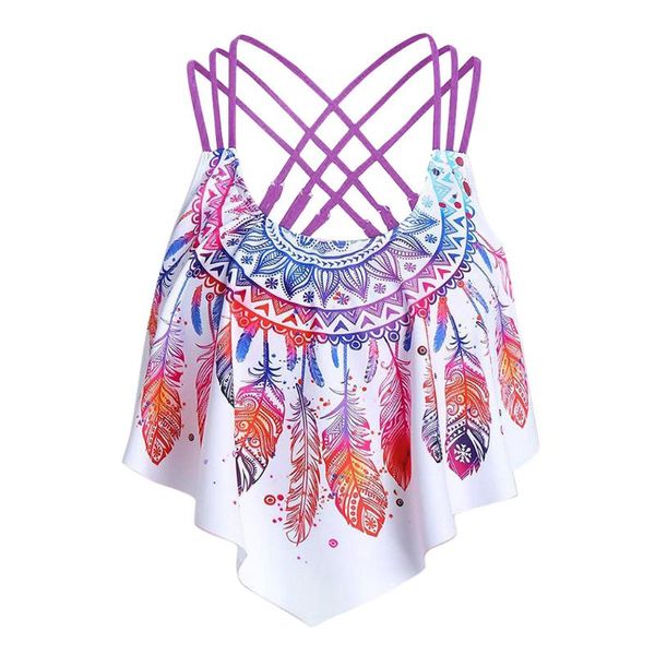 two-piece suits women overlay flounce crisscross tankini ladies summer vintage feather print strappy padded swim beachwear #4
two-piece suits women overlay flounce crisscross tankini ladies summer vintage feather print strappy padded swim beachwear #4