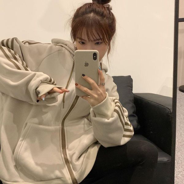 women's hoodies & sweatshirts 2021 zip-up hooded sweatshirt winter jacket women korean fashion thick clothes harajuku oversized print, Black
women's hoodies & sweatshirts 2021 zip-up hooded sweatshirt winter jacket women korean fashion thick clothes harajuku oversized print, Black