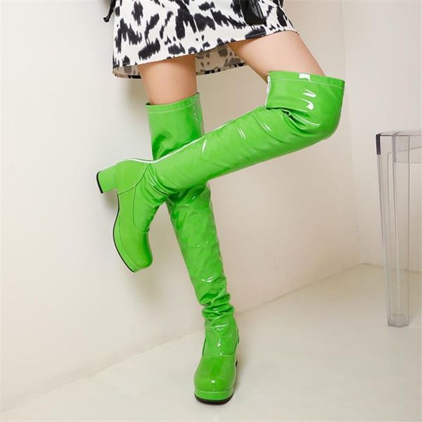 candy color women thigh high boots patent leather med heels riding over the knee 34-45 purple green red yellow, Black
candy color women thigh high boots patent leather med heels riding over the knee 34-45 purple green red yellow, Black