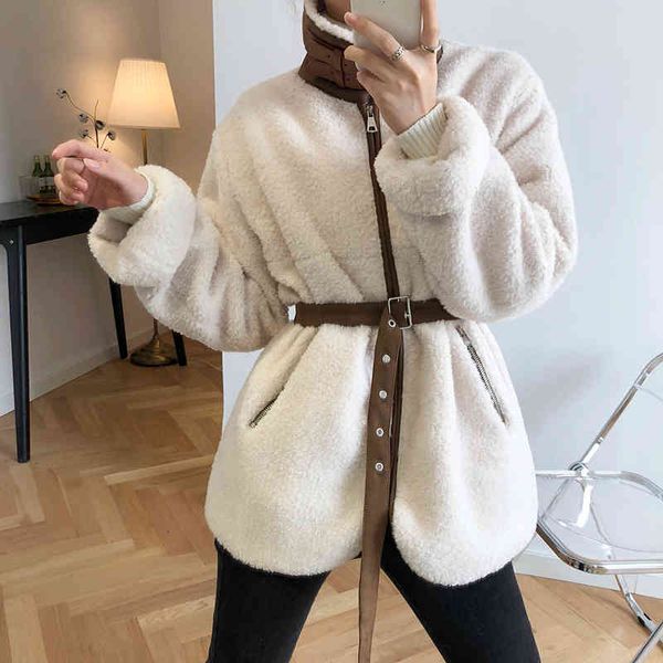 women's jackets autumn winter lamb wool coats womens zipper long sleeve warm thicken belts patchwork solid color femme veste e83q, Black;brown
women's jackets autumn winter lamb wool coats womens zipper long sleeve warm thicken belts patchwork solid color femme veste e83q, Black;brown