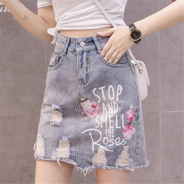 skirts denim skirt sequins embroidered flower fashion package hip jeans mill white broken hole women's tide, Black
skirts denim skirt sequins embroidered flower fashion package hip jeans mill white broken hole women's tide, Black