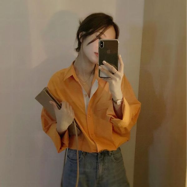 women's jackets days 21 5 spring korea dongdamen hong kong style orange lapel loose long sleeve shirt bl13, Black;brown
women's jackets days 21 5 spring korea dongdamen hong kong style orange lapel loose long sleeve shirt bl13, Black;brown
