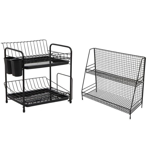 kitchen storage & organization dish rack set 2-tier organizer tools double layers metal bedroom desk black
kitchen storage & organization dish rack set 2-tier organizer tools double layers metal bedroom desk black