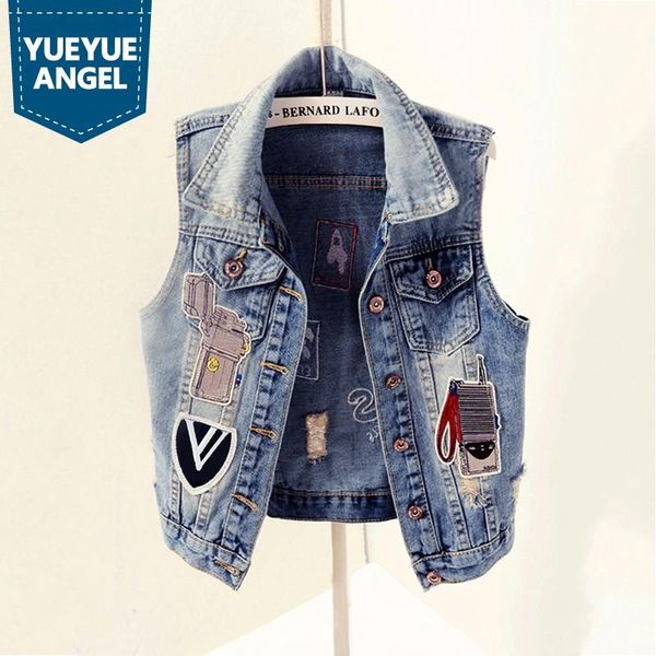 women's vests women casual slim fit short denim sleeveless jacket spliced hole ripped jean vest streetwear female cowboy waistcoat, Black;white
women's vests women casual slim fit short denim sleeveless jacket spliced hole ripped jean vest streetwear female cowboy waistcoat, Black;white