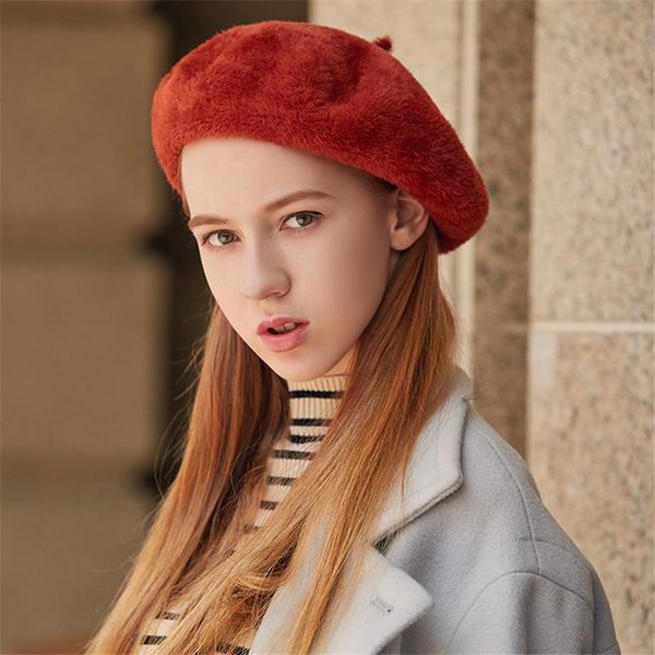 berets autumn winter solid wool beret hats for female mink cashmere womens warm cap casual 5 colors, Blue;gray
berets autumn winter solid wool beret hats for female mink cashmere womens warm cap casual 5 colors, Blue;gray