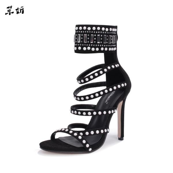 women sandals rome shoes rhinestone high heels cut out summer back strap 2021 spring, Black
women sandals rome shoes rhinestone high heels cut out summer back strap 2021 spring, Black