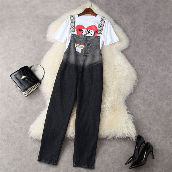 women's two piece pants high street fashion will see casual clothes of women in short sleeves t white shirt and overalls blue suit jean
women's two piece pants high street fashion will see casual clothes of women in short sleeves t white shirt and overalls blue suit jean