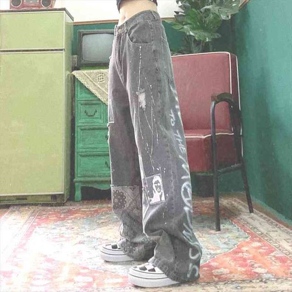 loose vintage fashion femme harajuku womens jeans baggy casual funny gothic pants summer, Blue
loose vintage fashion femme harajuku womens jeans baggy casual funny gothic pants summer, Blue