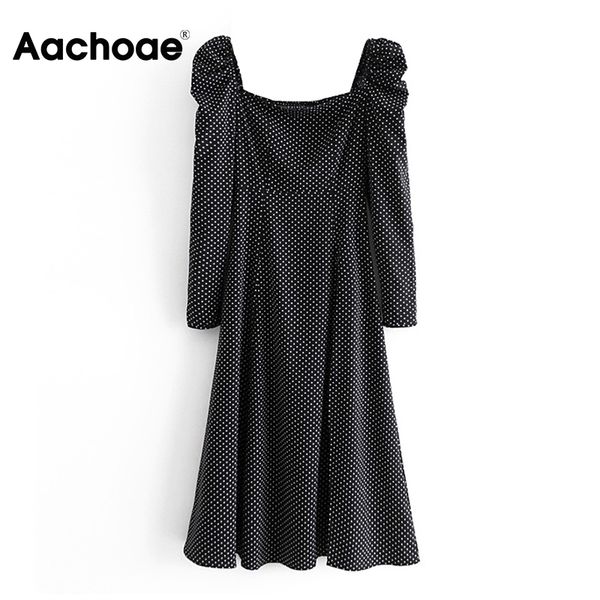 vintage dot print midi women puff long sleeve split chic dresses square collar elegant dress vestidos mujer 210413, Black;gray
vintage dot print midi women puff long sleeve split chic dresses square collar elegant dress vestidos mujer 210413, Black;gray