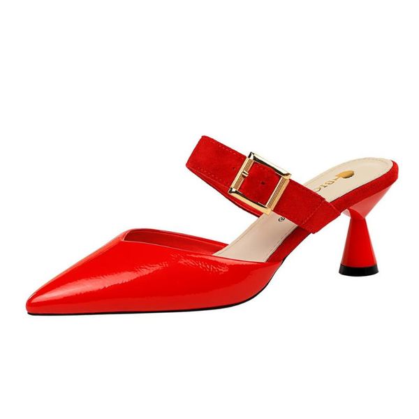 slippers women high heeled with pointed metal belt buckle and hollowed-out worded for, Black
slippers women high heeled with pointed metal belt buckle and hollowed-out worded for, Black