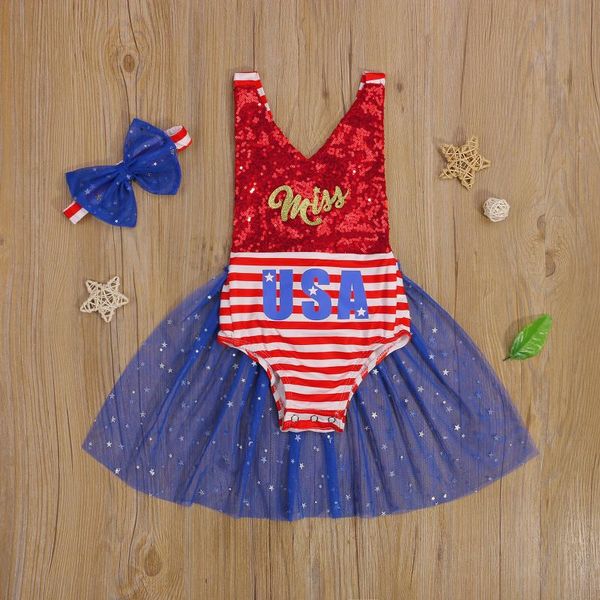 rompers 0-18m baby independence day girls clothes sleeveless romper + bow hairband mesh stitching decoration summer clothing, Blue
rompers 0-18m baby independence day girls clothes sleeveless romper + bow hairband mesh stitching decoration summer clothing, Blue