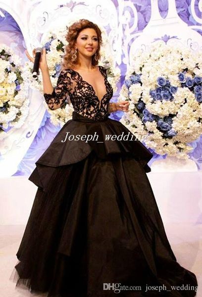 evening dresses arabic myriam fares real picture long sleeve ball gown black v-neck es, Black;red
evening dresses arabic myriam fares real picture long sleeve ball gown black v-neck es, Black;red