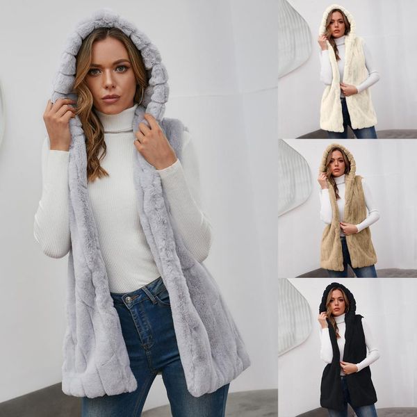 women's fur & faux ladies jacket thickened vest cardigan warm waistcoat casual solid hooded imitation, Black
women's fur & faux ladies jacket thickened vest cardigan warm waistcoat casual solid hooded imitation, Black