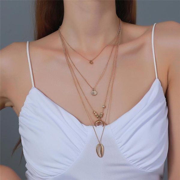 bohemian vintage multilayer necklace for women long moon shell pendant 4-layer jewelry gift necklaces, Silver
bohemian vintage multilayer necklace for women long moon shell pendant 4-layer jewelry gift necklaces, Silver