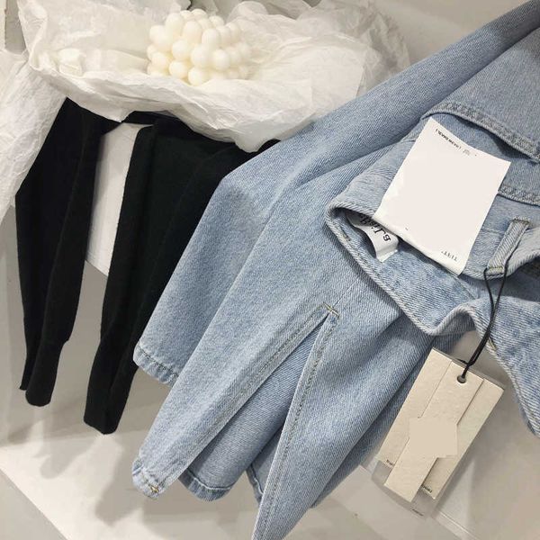 leg instant stretch type slit straight jeans high waist show thin loose light color wide floor dragging pants female, Blue
leg instant stretch type slit straight jeans high waist show thin loose light color wide floor dragging pants female, Blue