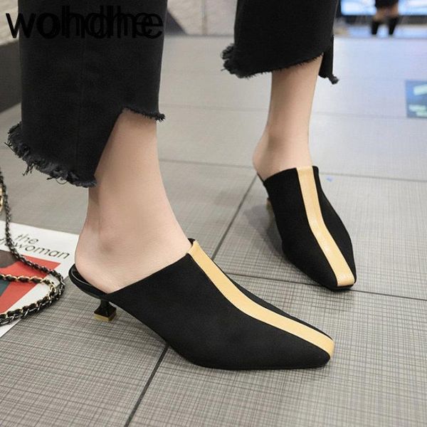 slippers women's slip on pointed toe small heels mules high shoes woman slides ladies dress slip-on outside, Black
slippers women's slip on pointed toe small heels mules high shoes woman slides ladies dress slip-on outside, Black