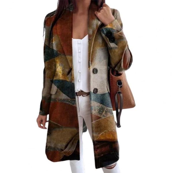 women's wool & blends women coat art printed long sleeve two buttons lapel side pockets woolen jackets streetwear, Black
women's wool & blends women coat art printed long sleeve two buttons lapel side pockets woolen jackets streetwear, Black
