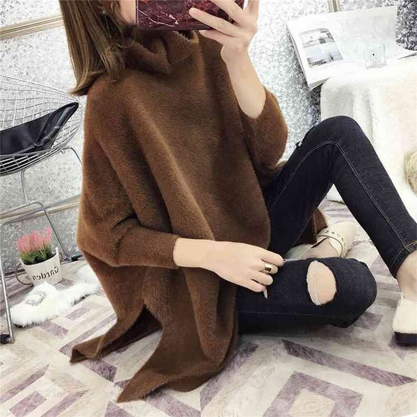 imitated mink wool loose knitted bat shirt turtleneck cape sweater female korean temperament autumn winter solid color pullover 210427, White;black
imitated mink wool loose knitted bat shirt turtleneck cape sweater female korean temperament autumn winter solid color pullover 210427, White;black