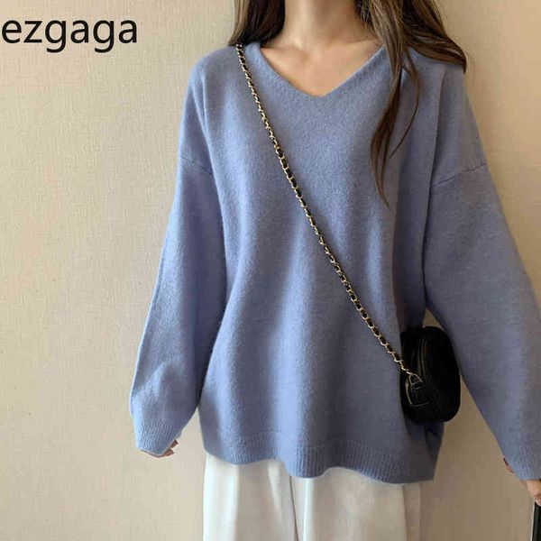 ezgaga women sweater jumper women autumn outwear loose korean solid v-neck streetwear pullover ladies soft fashion 210430, White;black
ezgaga women sweater jumper women autumn outwear loose korean solid v-neck streetwear pullover ladies soft fashion 210430, White;black