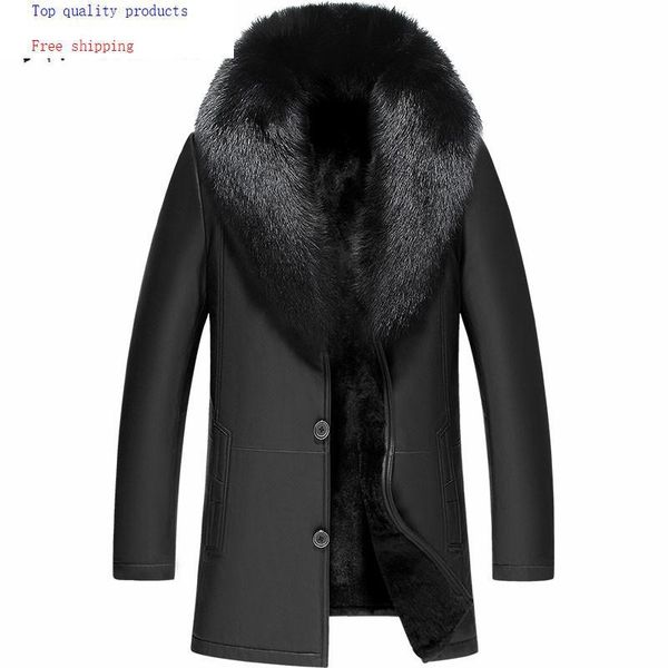men's leather & faux winter sheepskin jacket real natural fur coat men collar cuero genuino jf-161879 yy302, Black
men's leather & faux winter sheepskin jacket real natural fur coat men collar cuero genuino jf-161879 yy302, Black