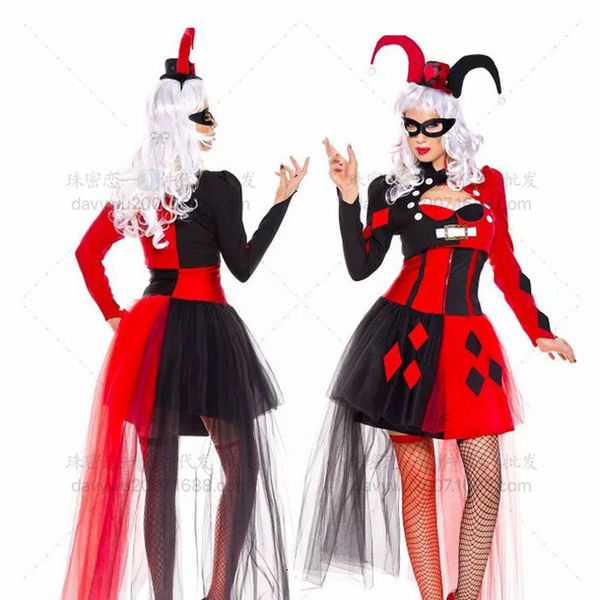 full set of black and red plaid halloween costumes, paipai poker variety clown costumes, performance costumes_rw, Black;red
full set of black and red plaid halloween costumes, paipai poker variety clown costumes, performance costumes_rw, Black;red