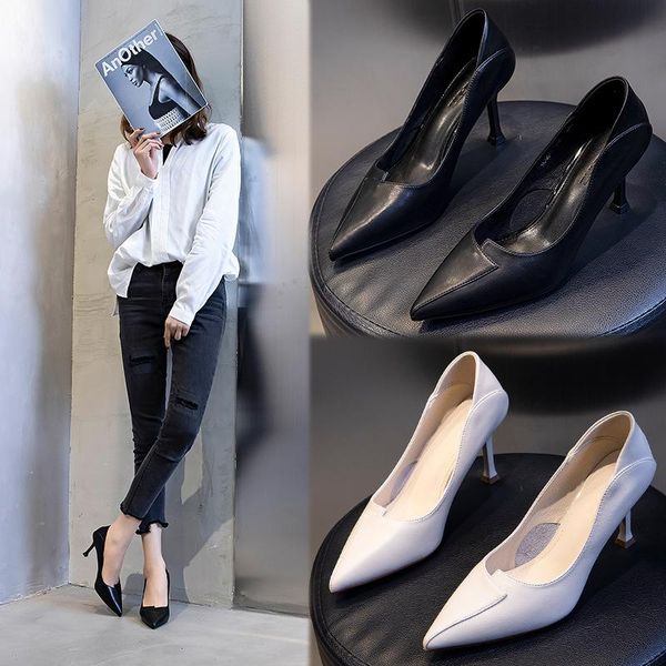 8cm high heels women's spring 2021 thin heel pointed single shoes casual leather dress, Black
8cm high heels women's spring 2021 thin heel pointed single shoes casual leather dress, Black