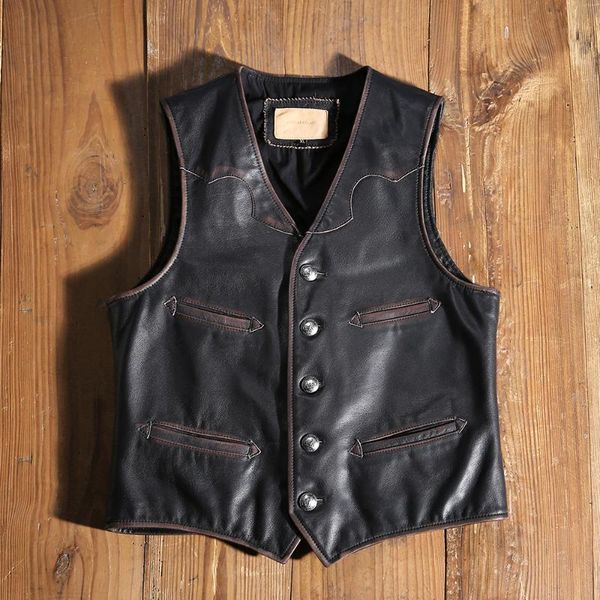men's vests 2021 vintage black genuine leather vest men american retro style real natural cowhide summer slim fit short male coat, Black;white
men's vests 2021 vintage black genuine leather vest men american retro style real natural cowhide summer slim fit short male coat, Black;white