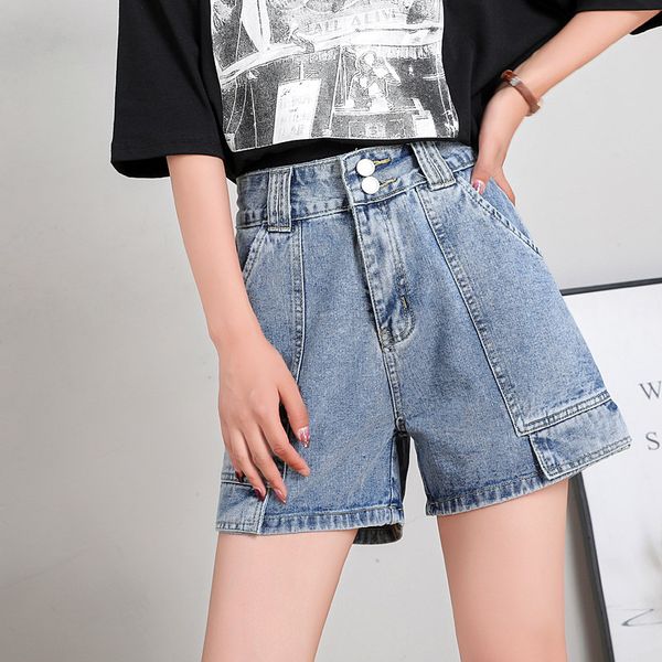 women's 2021 summer wear high waist loose wide leg denim shorts pants light color bulletless (non exchangeable), White;black
women's 2021 summer wear high waist loose wide leg denim shorts pants light color bulletless (non exchangeable), White;black