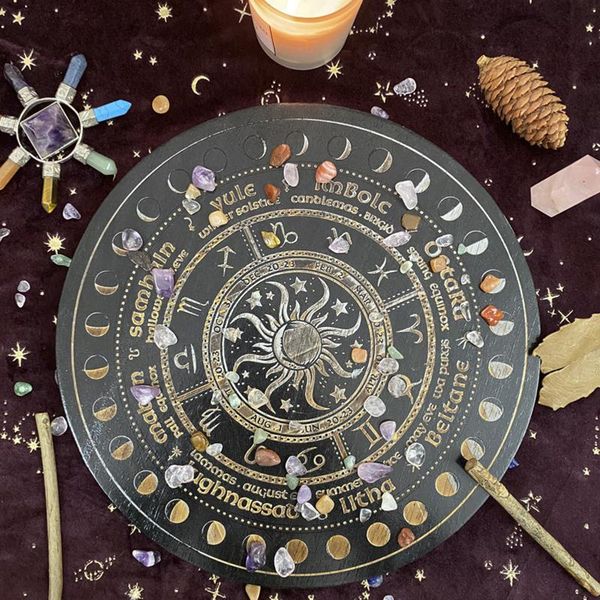 decorative objects & figurines 7-chakra crystal energy disk divination pendulum board wooden carven altar astrolabeprop with an geometric sy
decorative objects & figurines 7-chakra crystal energy disk divination pendulum board wooden carven altar astrolabeprop with an geometric sy