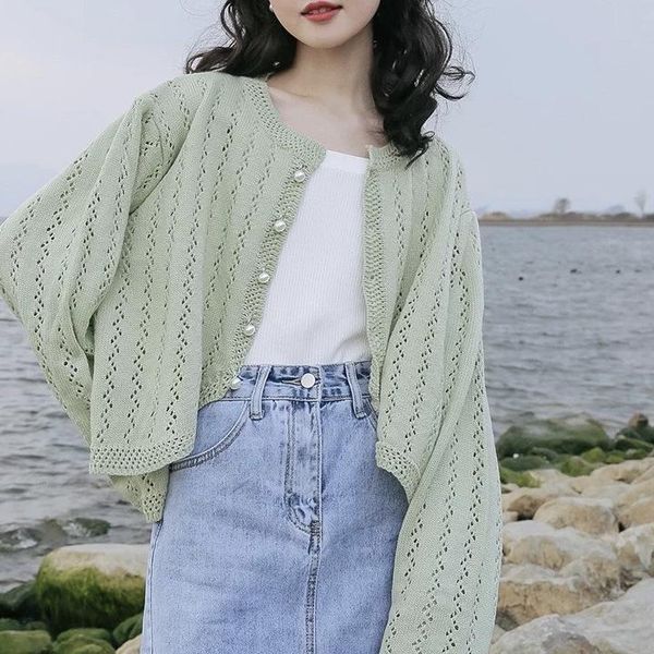 women's knits & tees elegant green knit cardigan women autumn vintage hollow thin short sweater outerwear loose long sleeve female chic, White
women's knits & tees elegant green knit cardigan women autumn vintage hollow thin short sweater outerwear loose long sleeve female chic, White