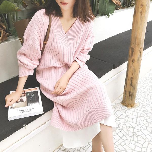 casual dresses trendy autumn winter women mid-calf knitting straight v-neck korean style elegant solid dr7784, Black;gray
casual dresses trendy autumn winter women mid-calf knitting straight v-neck korean style elegant solid dr7784, Black;gray