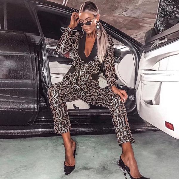 two piece dress women's clothing set long sleeve designer sequins leopard blazer coats trendy high street office lady 2 pieces, White
two piece dress women's clothing set long sleeve designer sequins leopard blazer coats trendy high street office lady 2 pieces, White