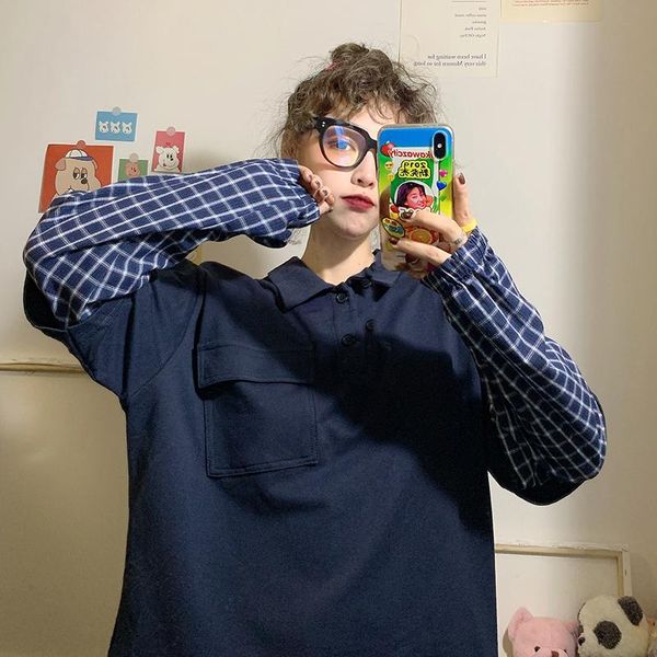 women's hoodies & sweatshirts fashion brand korean harajuku style plaid patchwork pullovers long sleever fake two pieces spring fall lo, Black
women's hoodies & sweatshirts fashion brand korean harajuku style plaid patchwork pullovers long sleever fake two pieces spring fall lo, Black